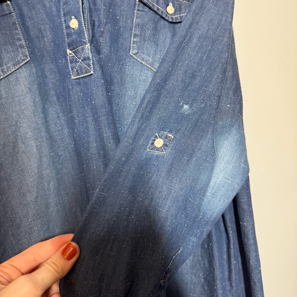 Bit & Bridle western style chambray denim shirt dress 1X cowgirl rodeo - Picture 6 of 9